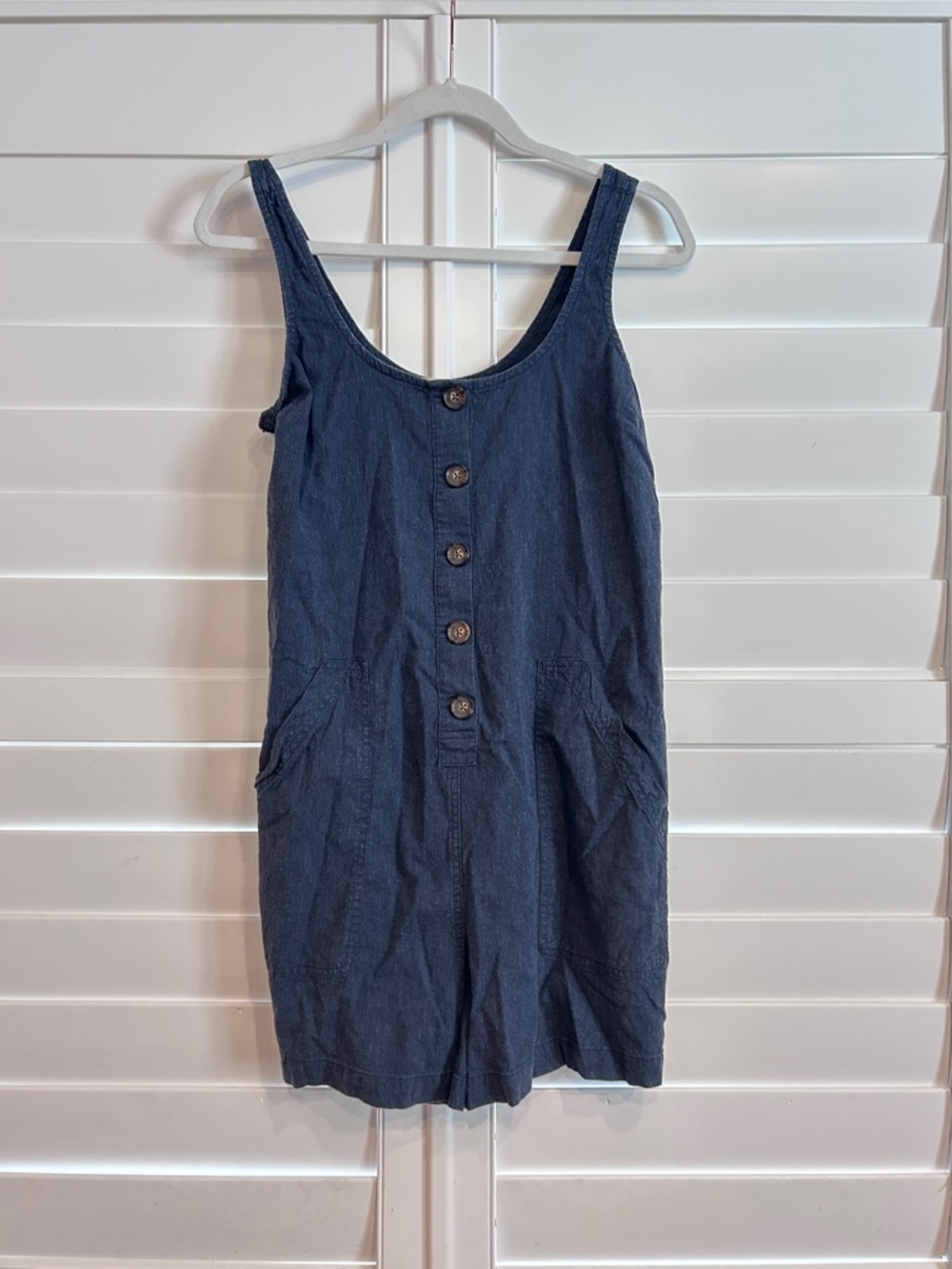 Marine Layer Dark Navy Button-Front Sleeveless Romper - Picture 2 of 7